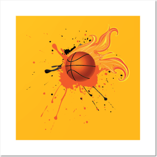 Fire Basketball Ball Posters and Art